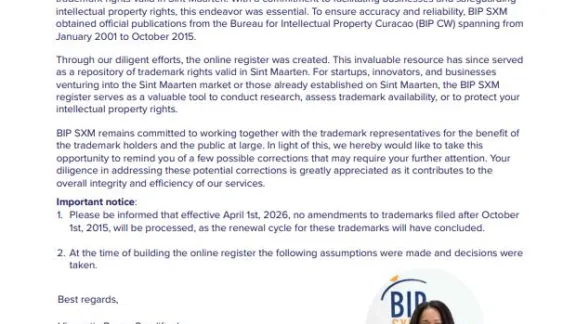 Correction of data within the BIP SXM registry