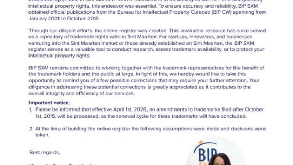 Correction of data within the BIP SXM registry