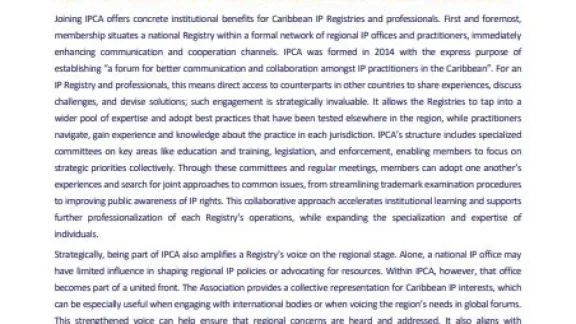 Strengthening Caribbean IP system through IPCA membership