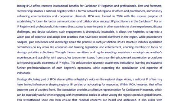 Strengthening Caribbean IP system through IPCA membership
